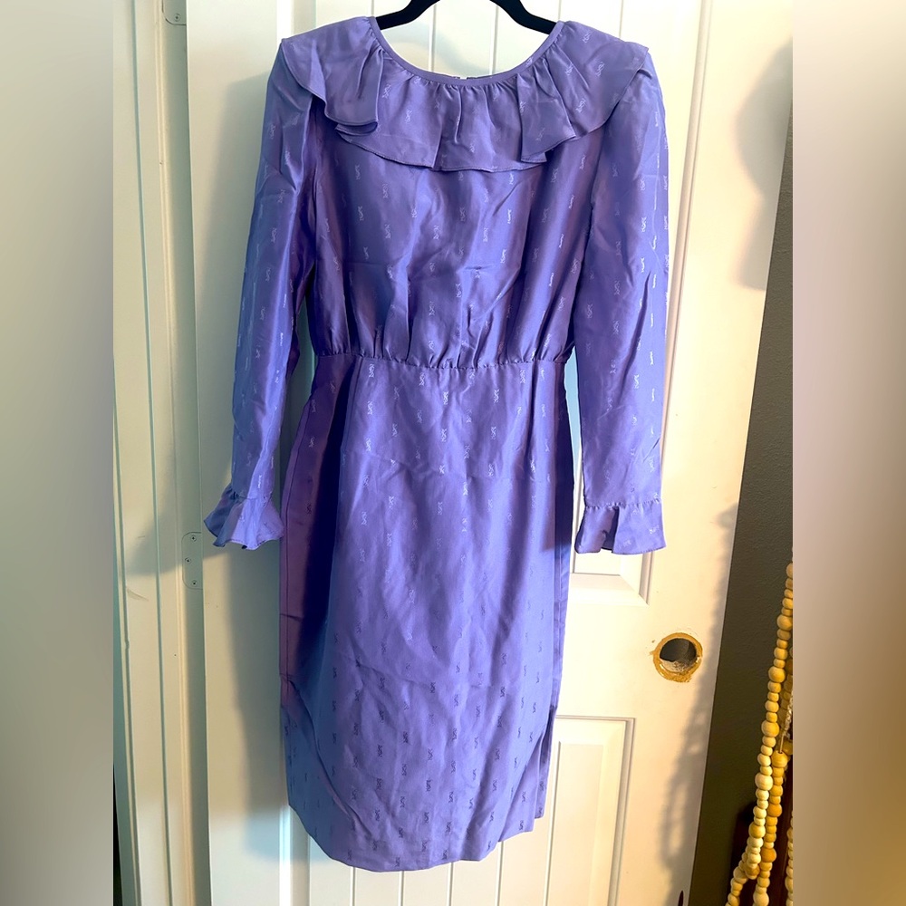 Vintage YSL Yves Saint Laurent Silk Dress w/ Removable Wrap Skirt, EUC - Picture 6 of 14